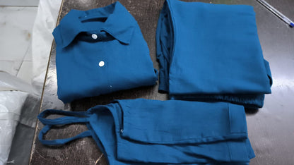 Teal Blue Cotton Western 3 Piece Co-Ord Set