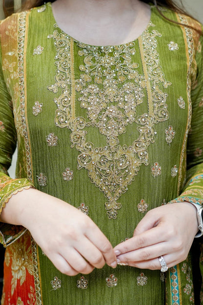 Olive Premium Chinon Kurti Pant & Dupatta