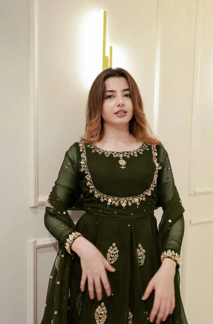 Jeri Green Georgette Sequince Embroidery Gown