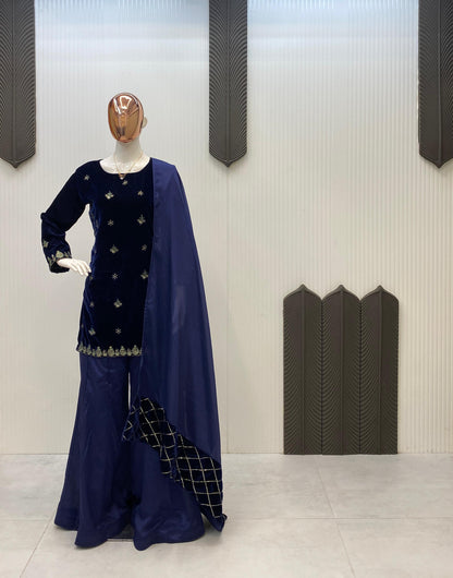 Nevy Premium Velvet 3 Piece Plazo & Top