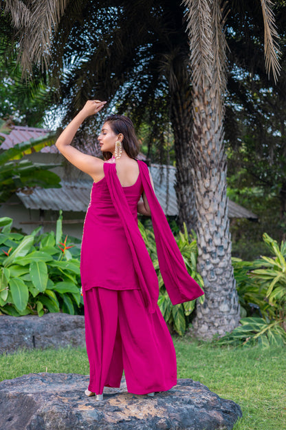 Pink Exlcusive Multicolour Embroidered Suit