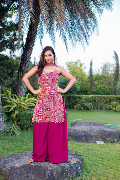 Pink Exlcusive Multicolour Embroidered Suit