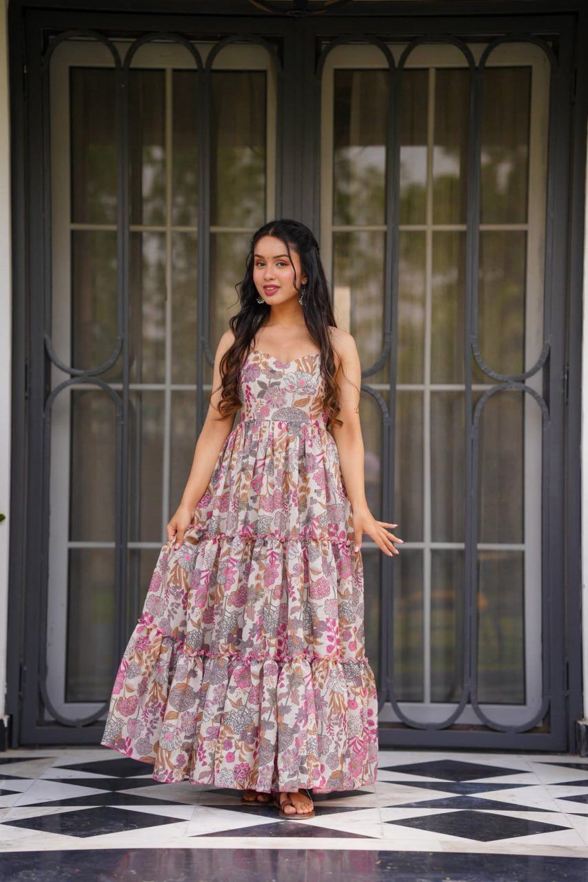 Blush Bloom Floral Strappy Maxi Dress