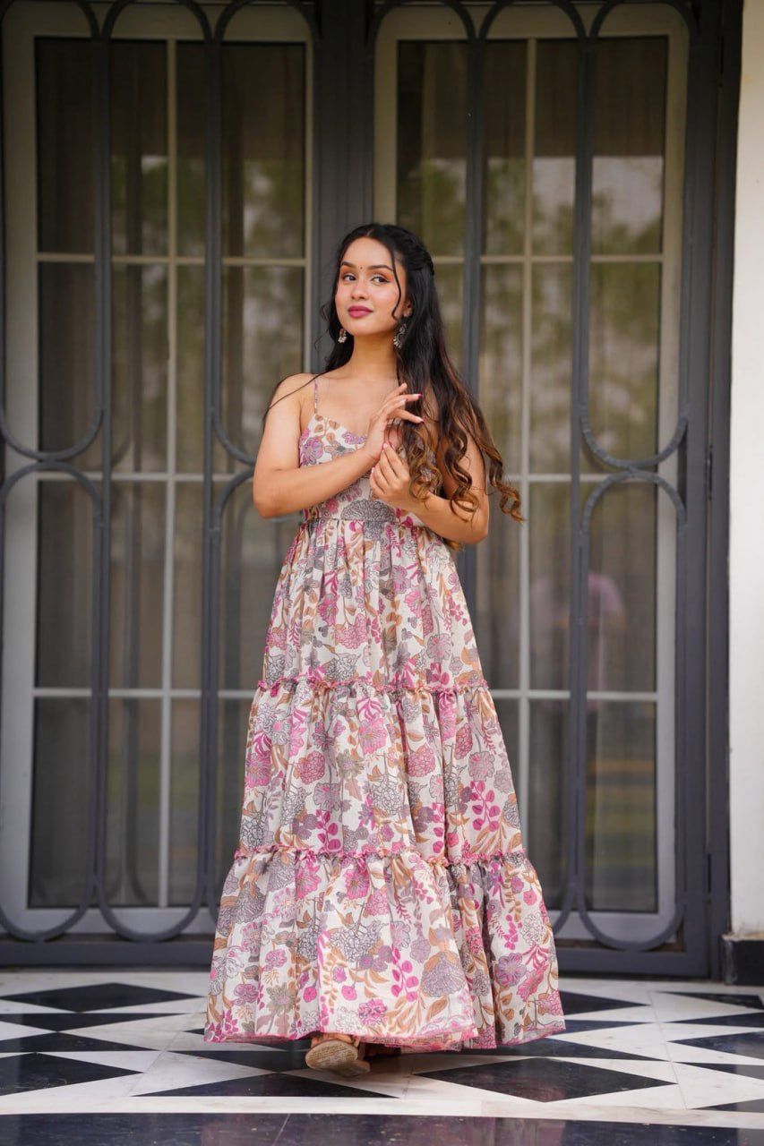 Blush Bloom Floral Strappy Maxi Dress