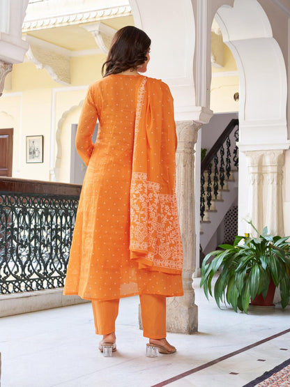 Orange Beautiful Ceremonial Embroidered Kurta