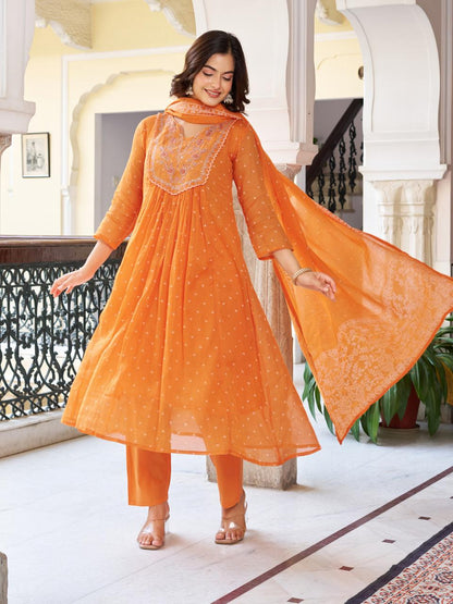 Orange Beautiful Ceremonial Embroidered Kurta