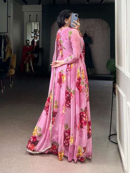 Pink Peony Garden Printed Gown