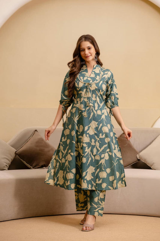 Teal Blue Soft Cotton Straight Co-ord Set