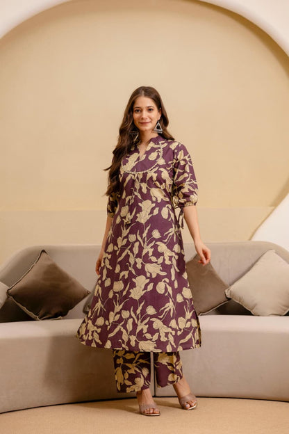 Purple Floral Printed Co-ord Set
