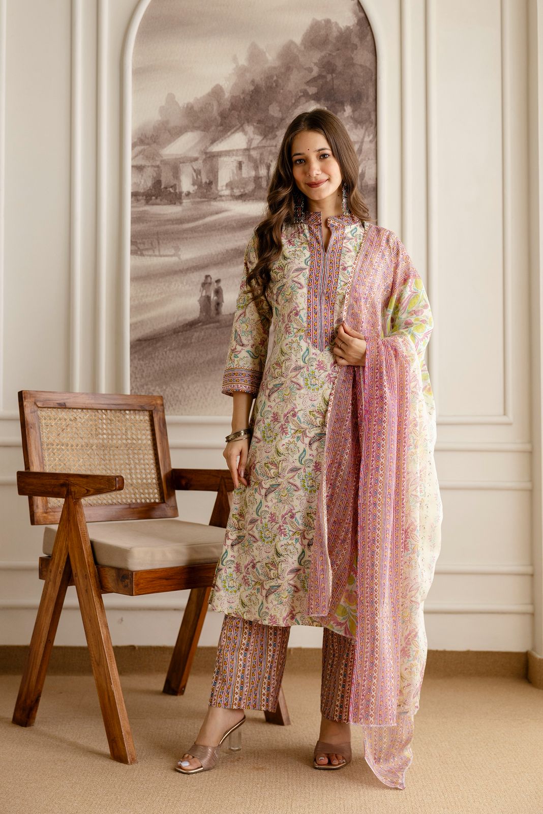 Pink Beautiful Heavy Jaipuri Printed Kurta