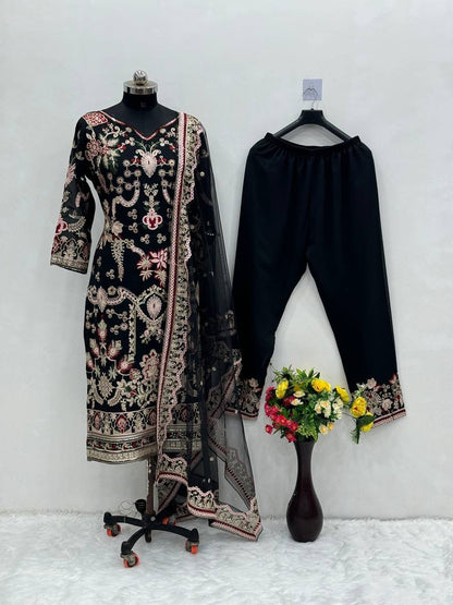 Black Heavy Fuax Georgette Pakistani Suit
