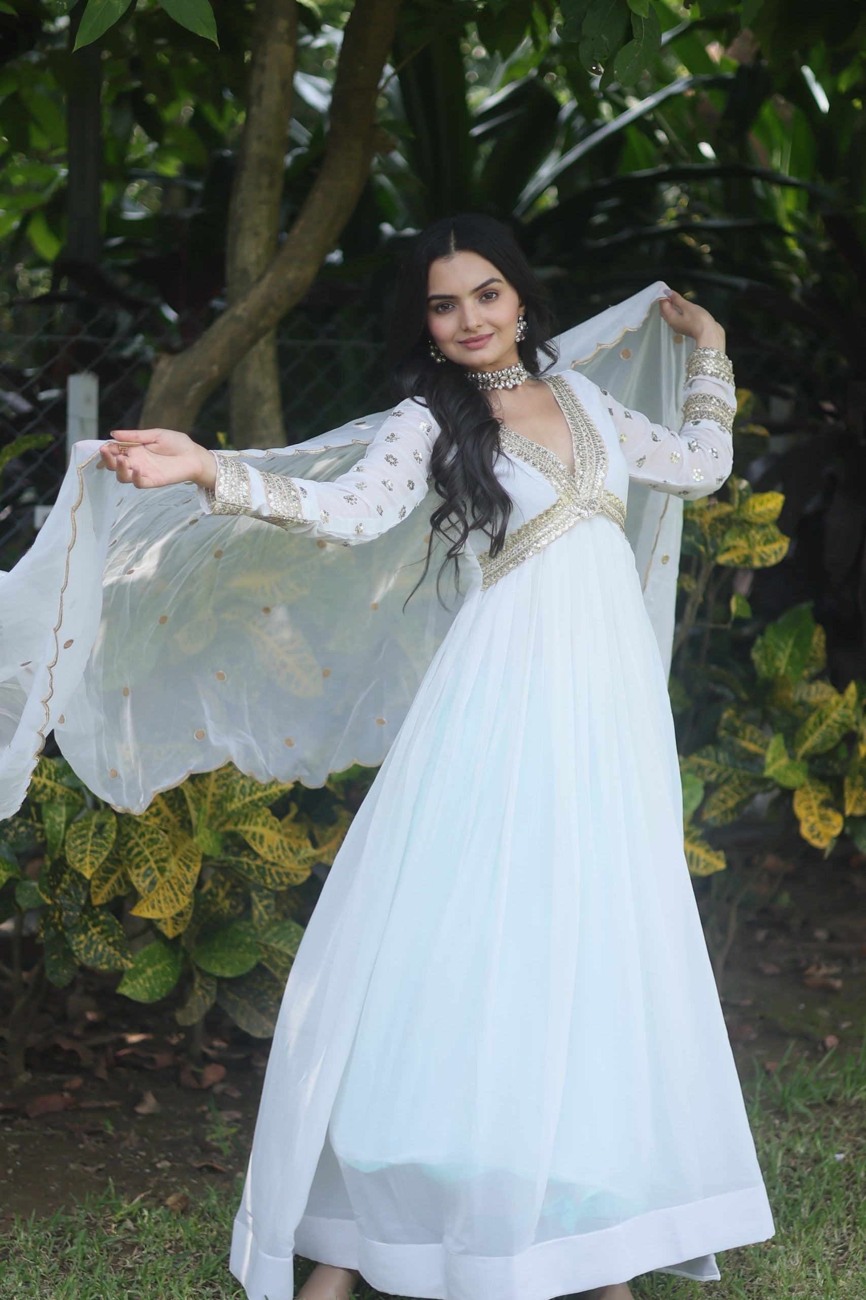 white alia cut dress White Classy Alia Cut Kurta set Indi Ethnics