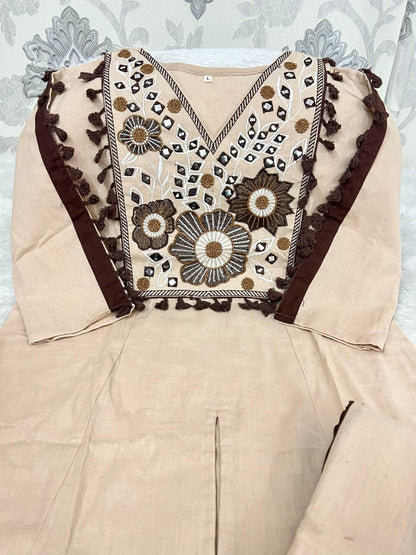 Ivory Embroidered Indo-Western Top with Flared Palazzo