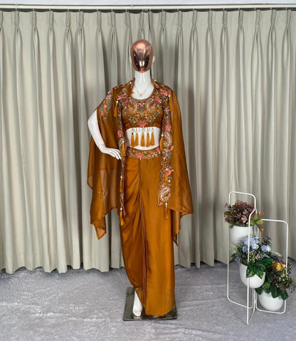 Rangoli Silk Dhoti Style Embroidery Work Indowestern