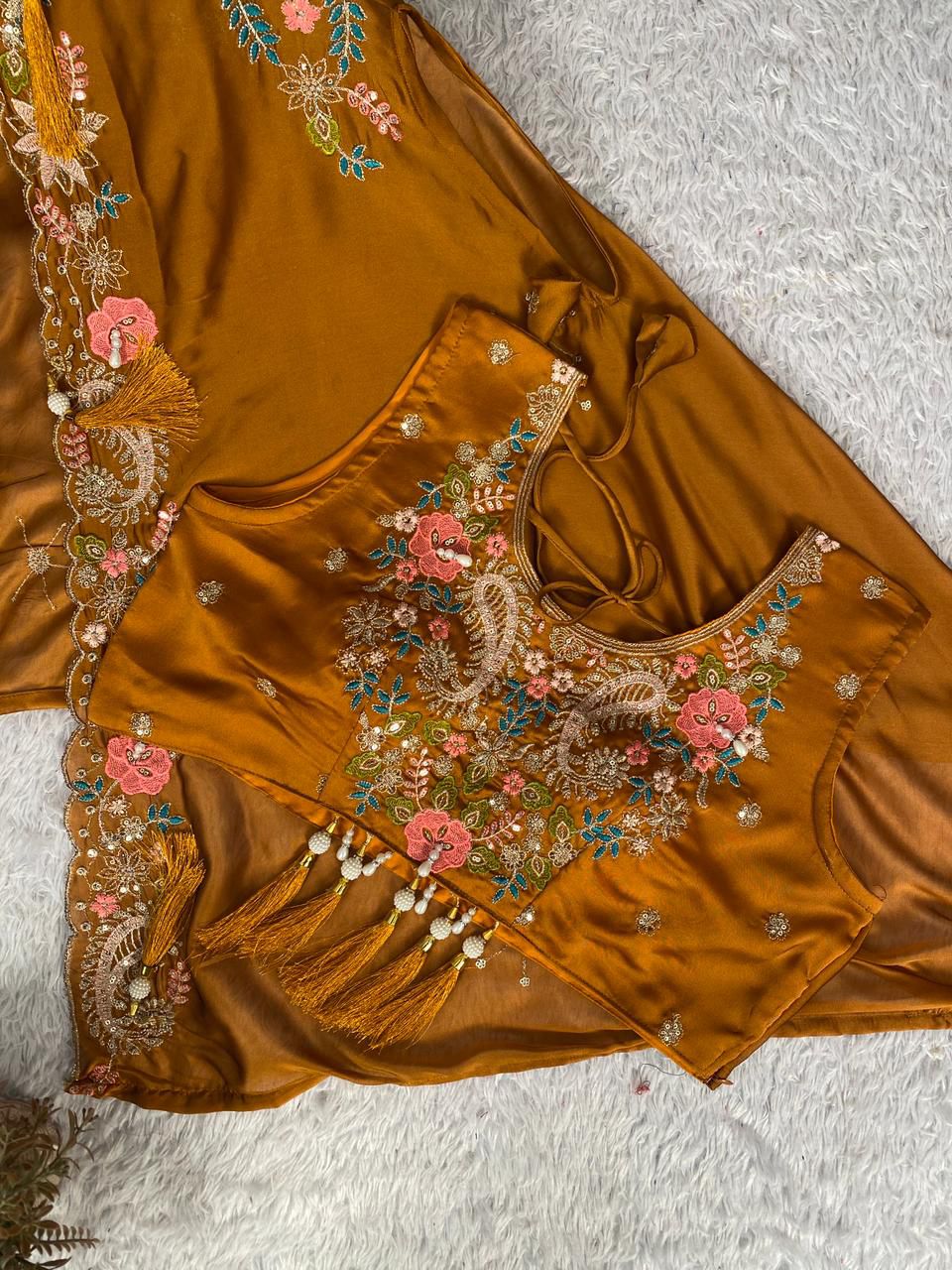 Rangoli Silk Dhoti Style Embroidery Work Indowestern