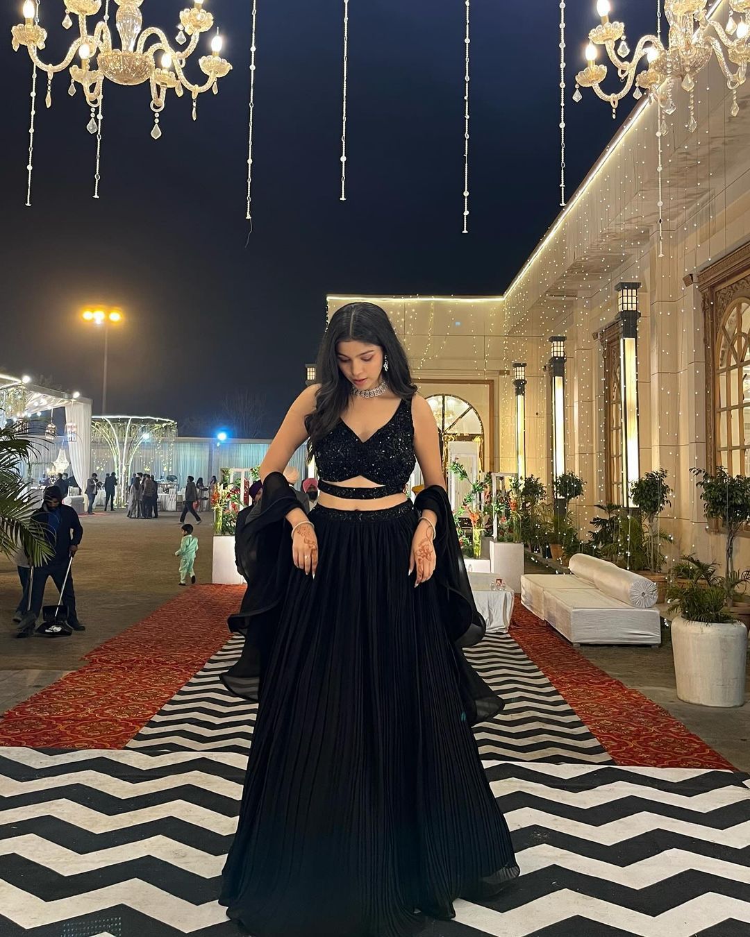 Delightful Black Georgette Lehenga With Sequence Blouse