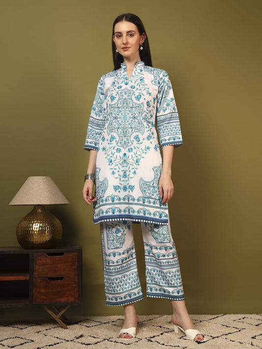 Premium Ethnic Floral Print Kurti Pant Co-Ord Set