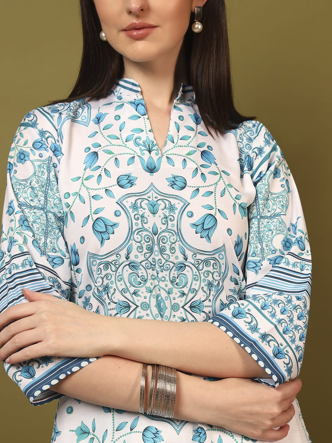 Premium Ethnic Floral Print Kurti Pant Co-Ord Set