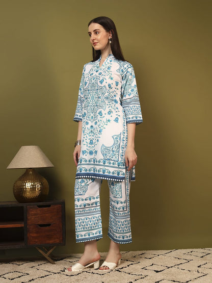 Premium Ethnic Floral Print Kurti Pant Co-Ord Set