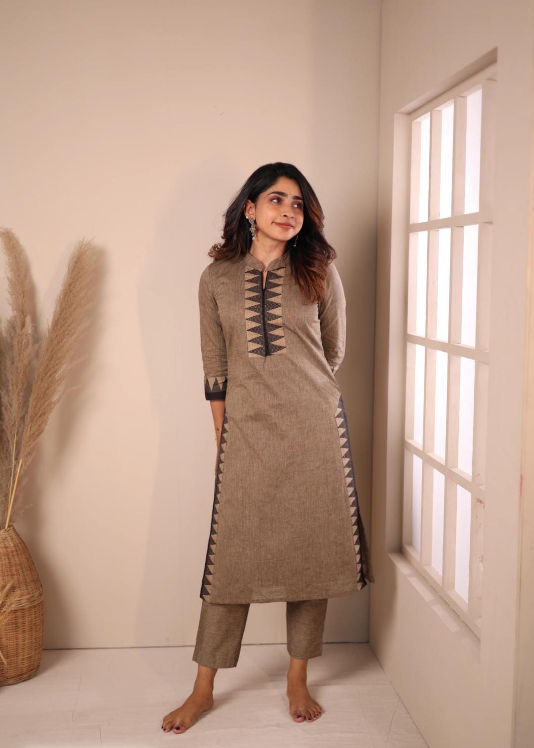 Women’s Brown Designer Kurti Pant Set