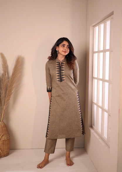 Women’s Brown Designer Kurti Pant Set