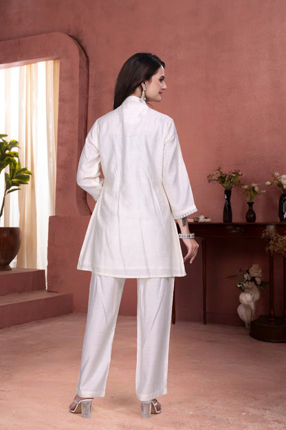 Premium White  Printed  Co-ord Set For Women