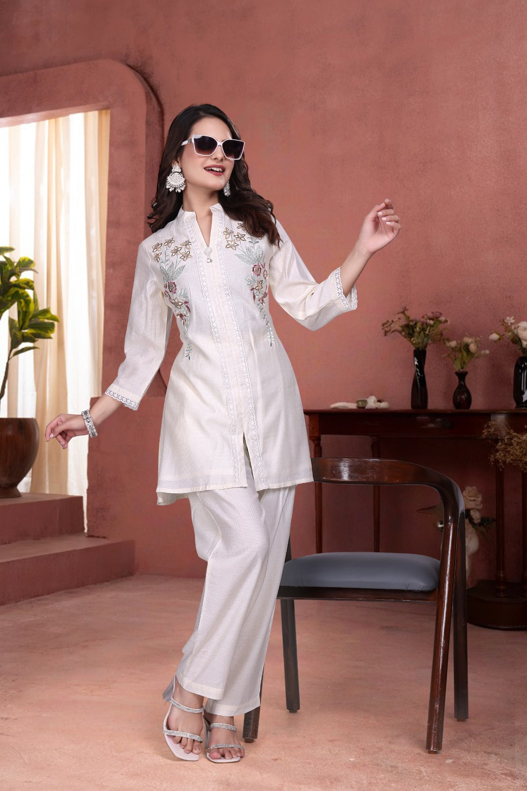 Premium White  Printed  Co-ord Set For Women