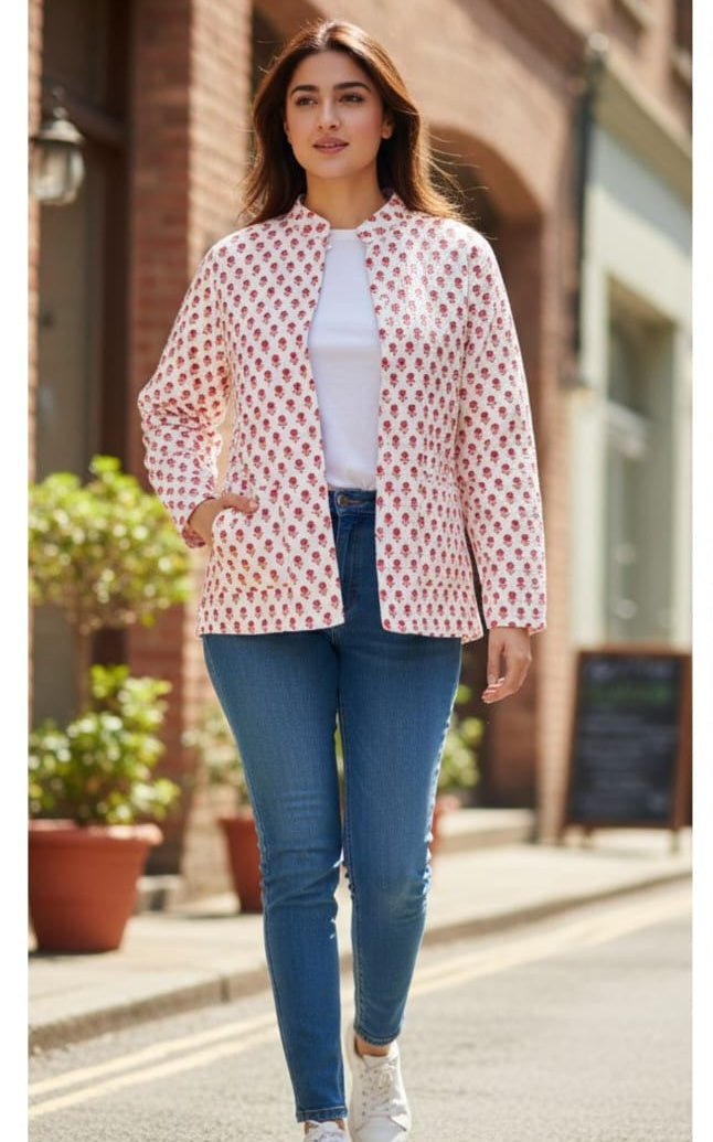 Pink Cotton Jaipuri Reversible Jacket