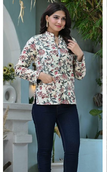 Floral Print Reversible Women Jacket