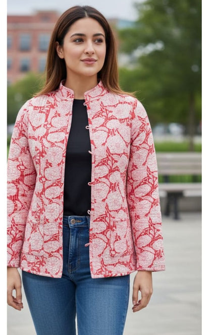 Pink Cotton Jaipuri Reversible Jacket