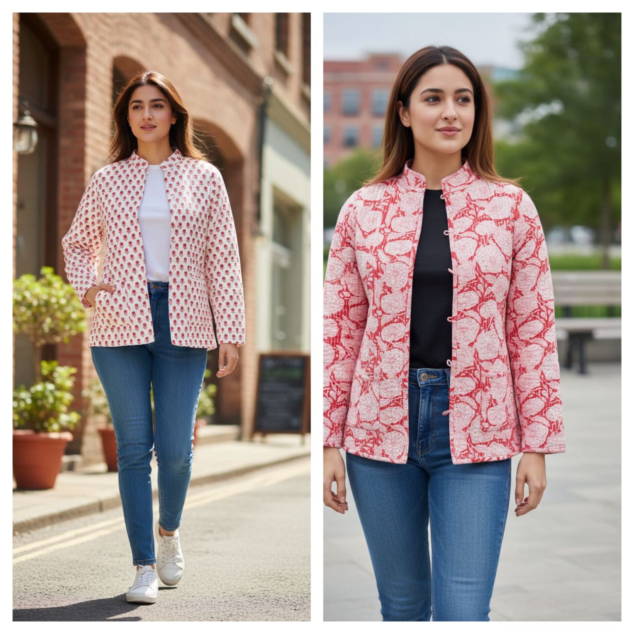 Pink Cotton Jaipuri Reversible Jacket
