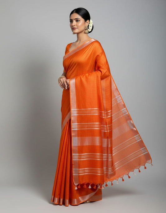 Cotton Lightweight Orange Saree