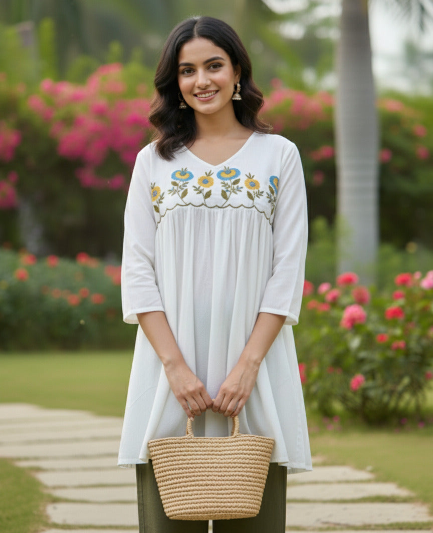 Summer Wear Rayon Embroidered Kurti With Pant