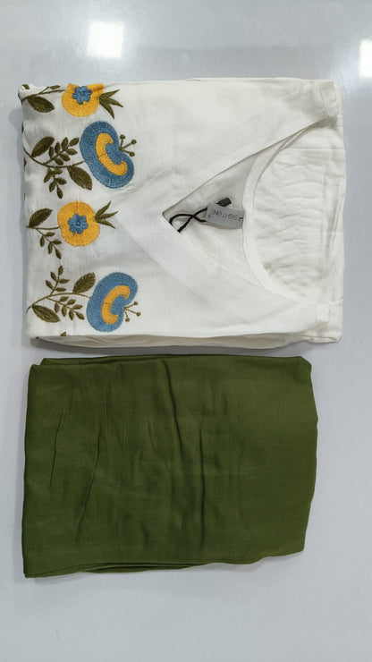 Summer Wear Rayon Embroidered Kurti With Pant