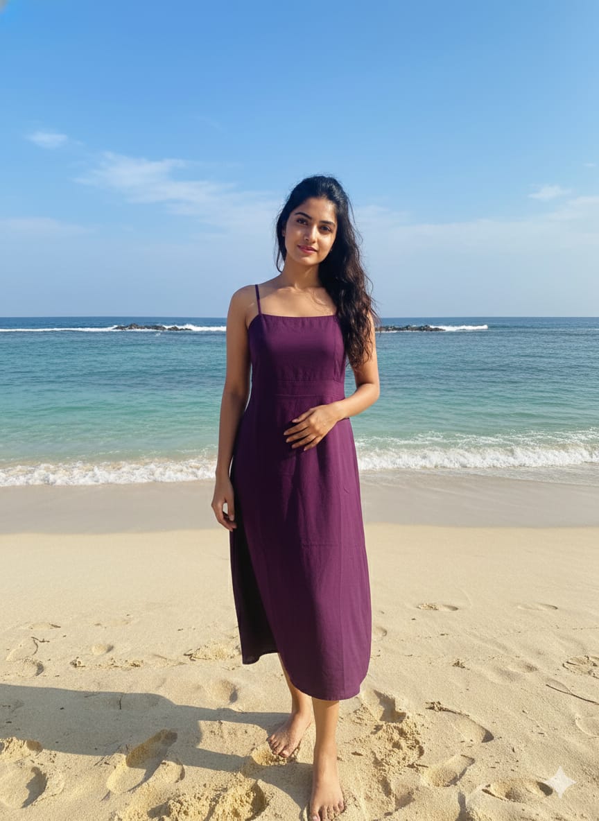 Wine Grace Cotton Summer Dress