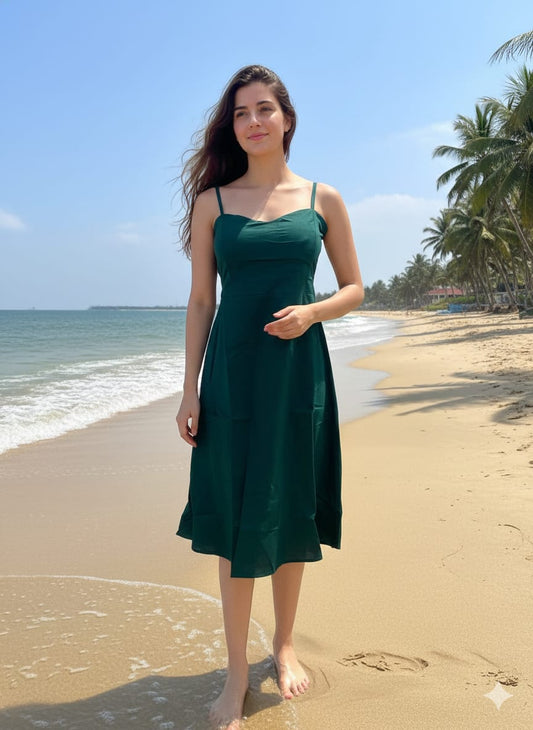 Premium Cotton Sleeveless Summer Midi Dress