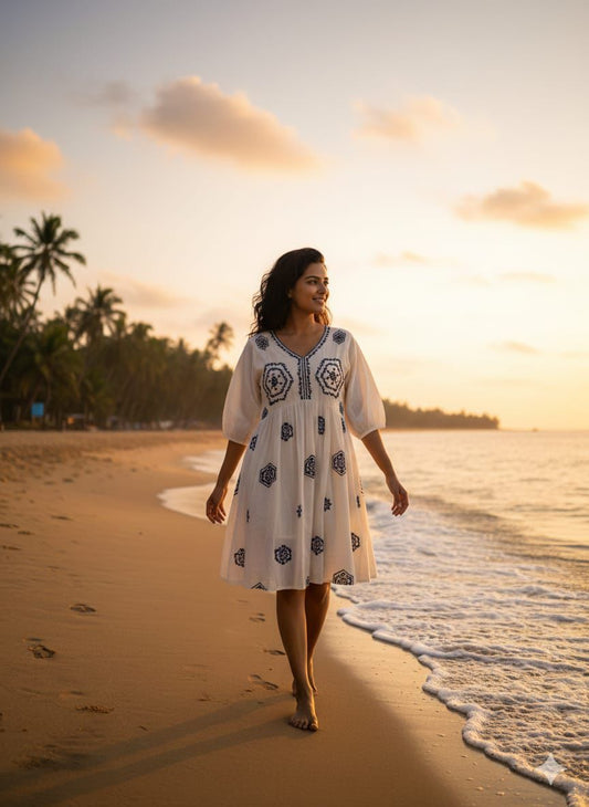 Beach Wear Cotton One-piece Dress