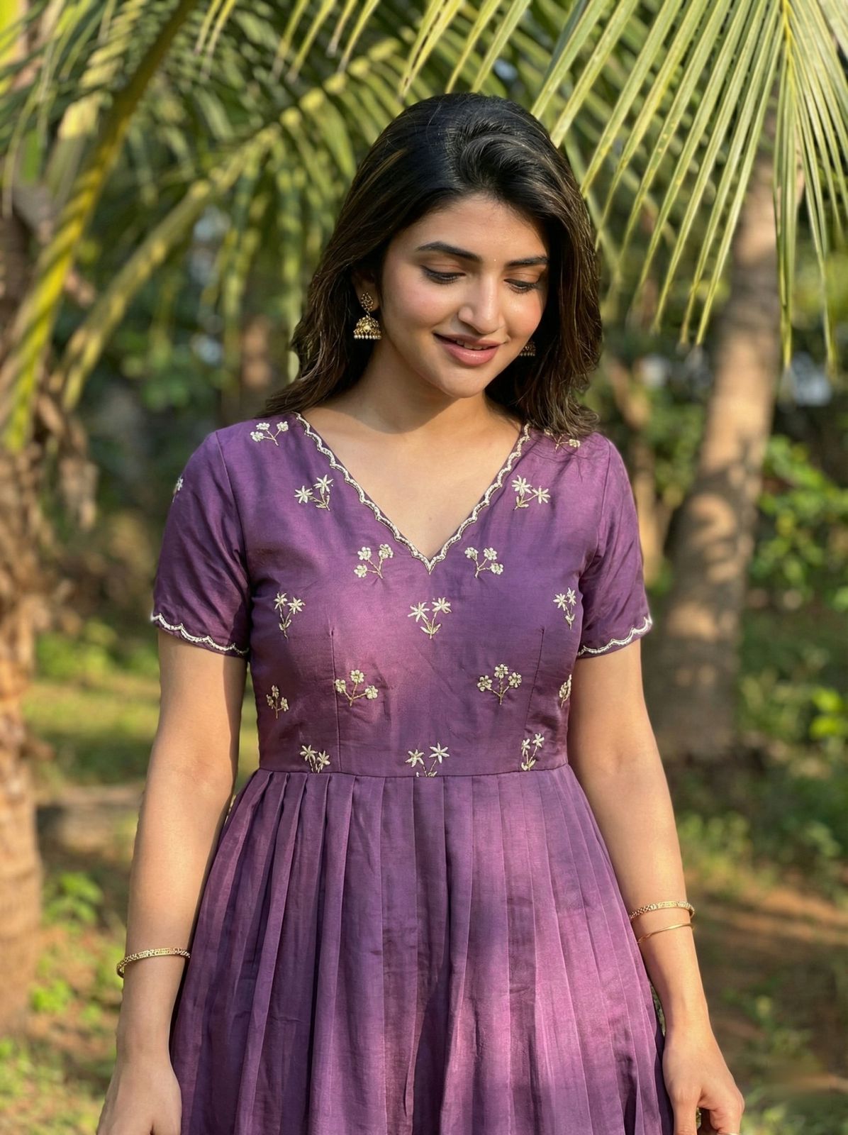 Purple Roman Flared One Piece Dress