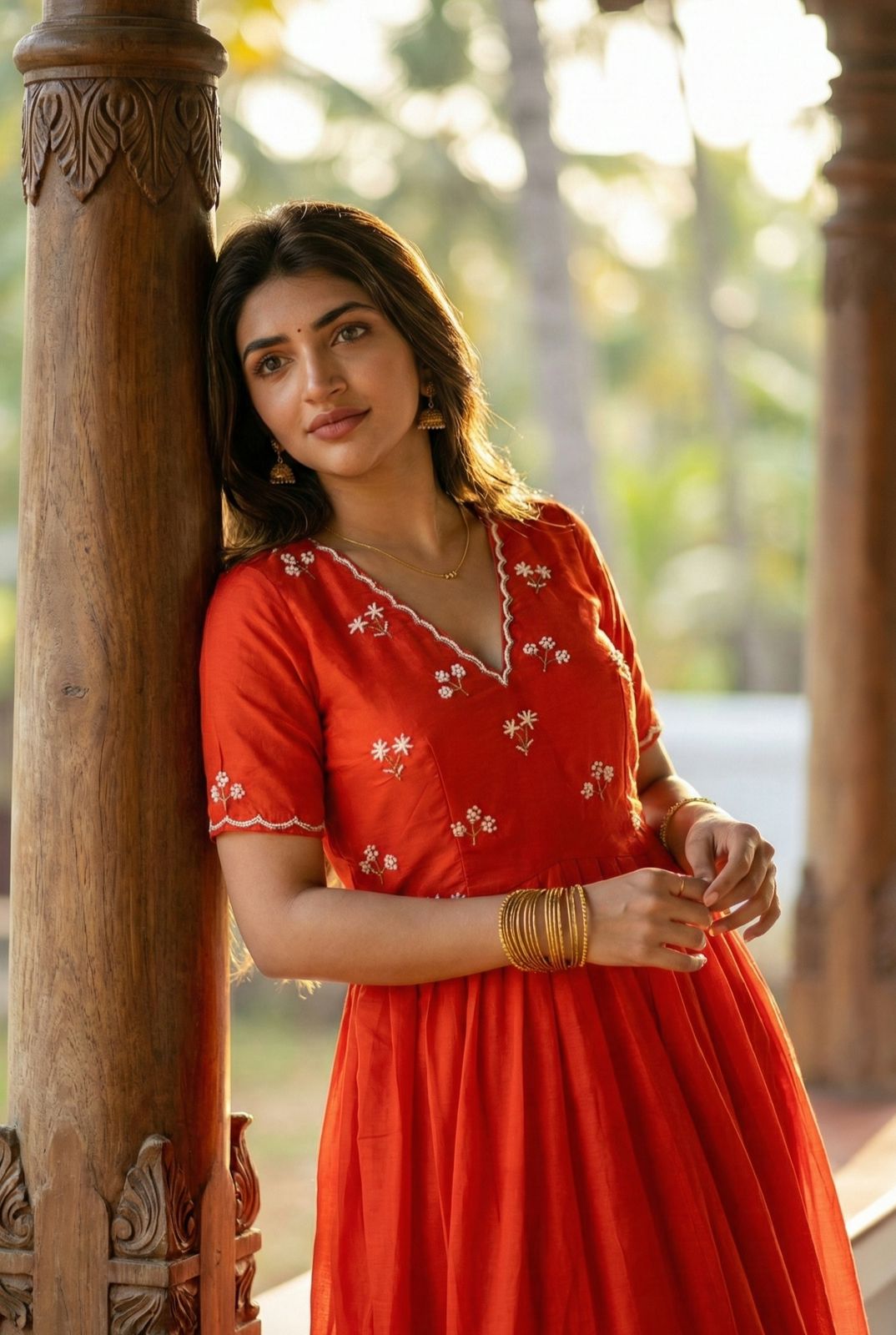 Soft Roman Orange Katdana Handwork One Piece