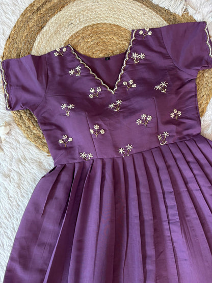 Purple Roman Flared One Piece Dress