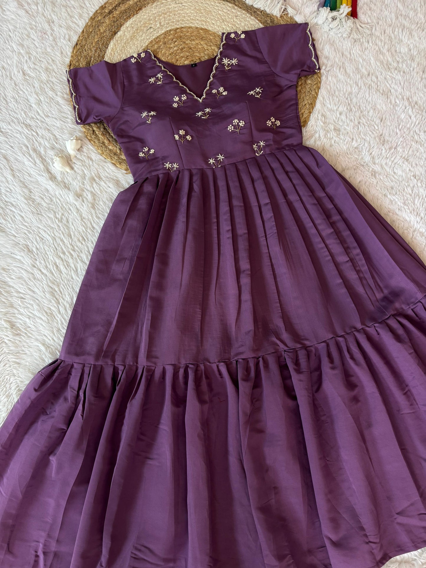 Purple Roman Flared One Piece Dress