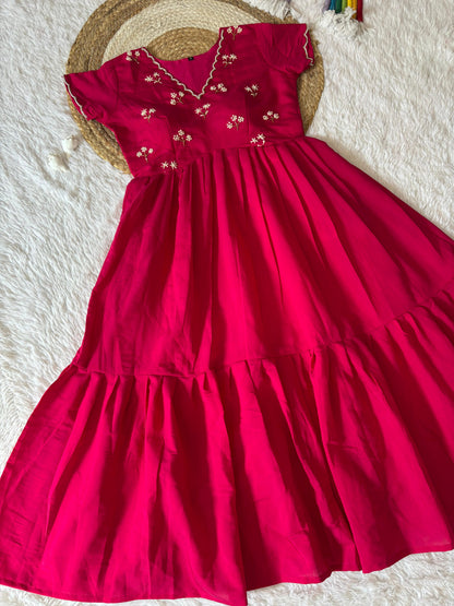 Rani Pink Long One Piece Dress For Women