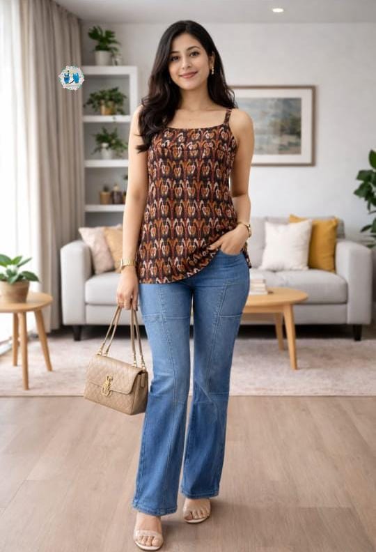 Brown Cotton Everyday Wear Printed Tunic