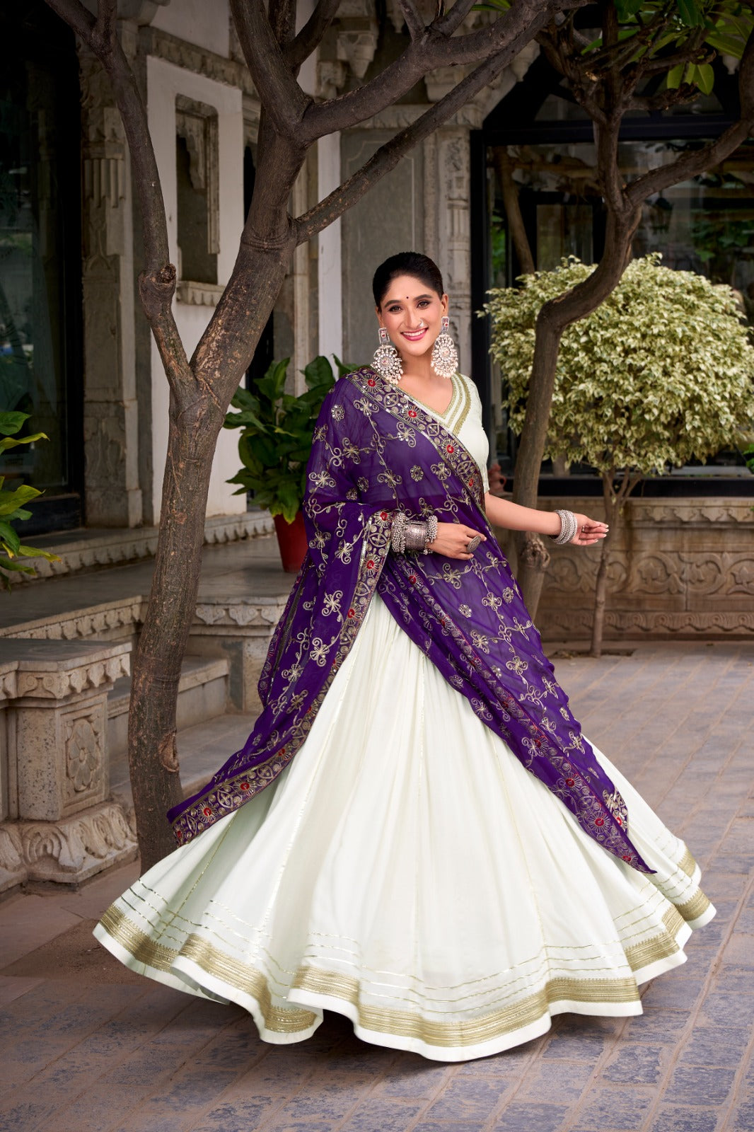 Pure Rayon 8 Meter Flair Navratri Lehenga with Heavy Sequined Dupatta