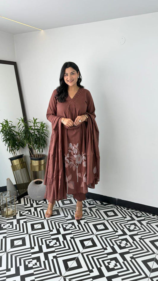 Daily Wear Brown Kurti Set