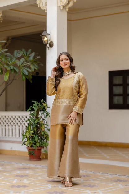 Two-shade Designer Kurti Palazzo Set