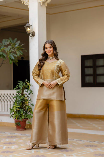 Two-shade Designer Kurti Palazzo Set