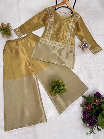 Two-shade Designer Kurti Palazzo Set