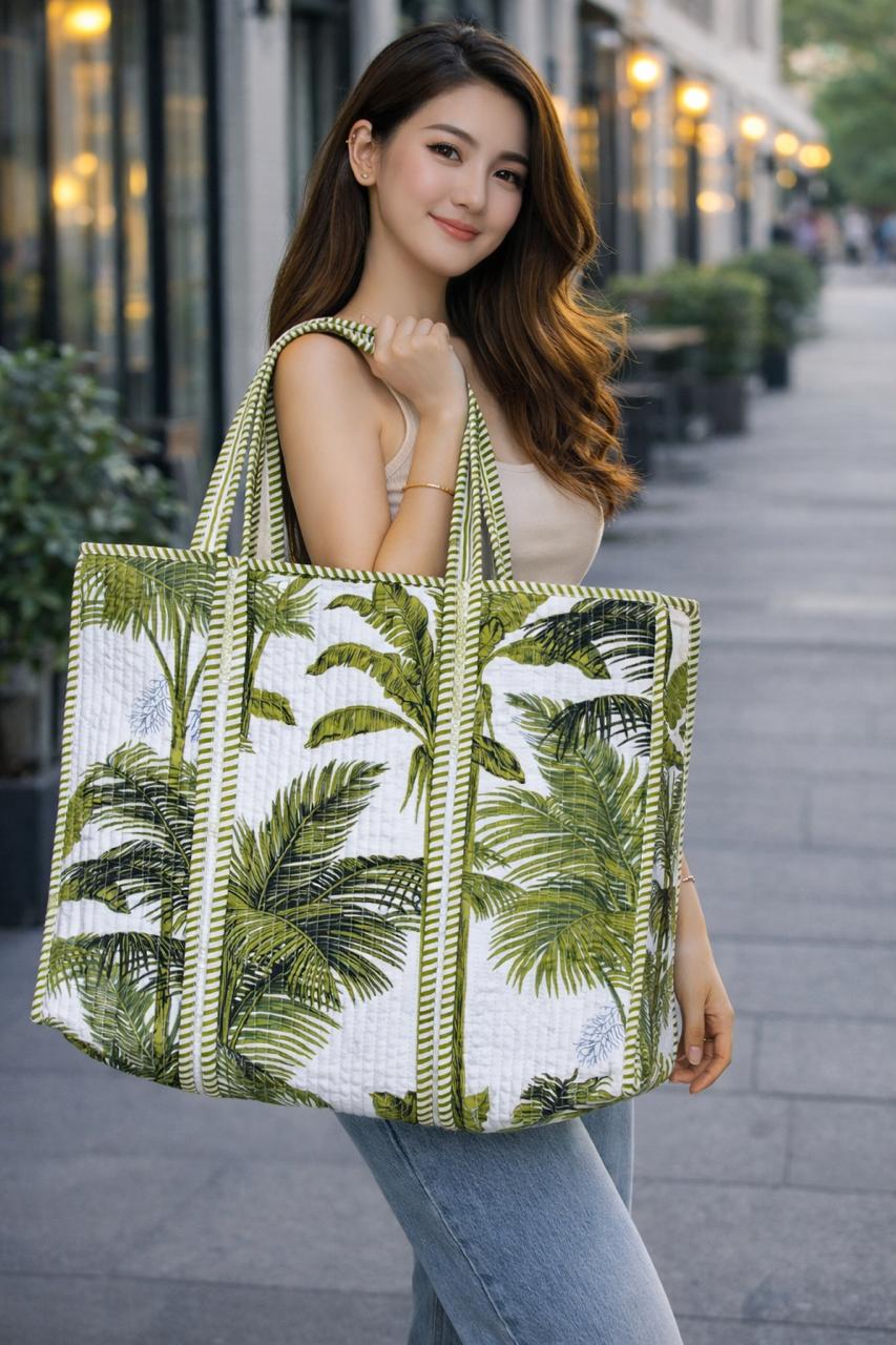 Pista Green Zipper Tote Bag