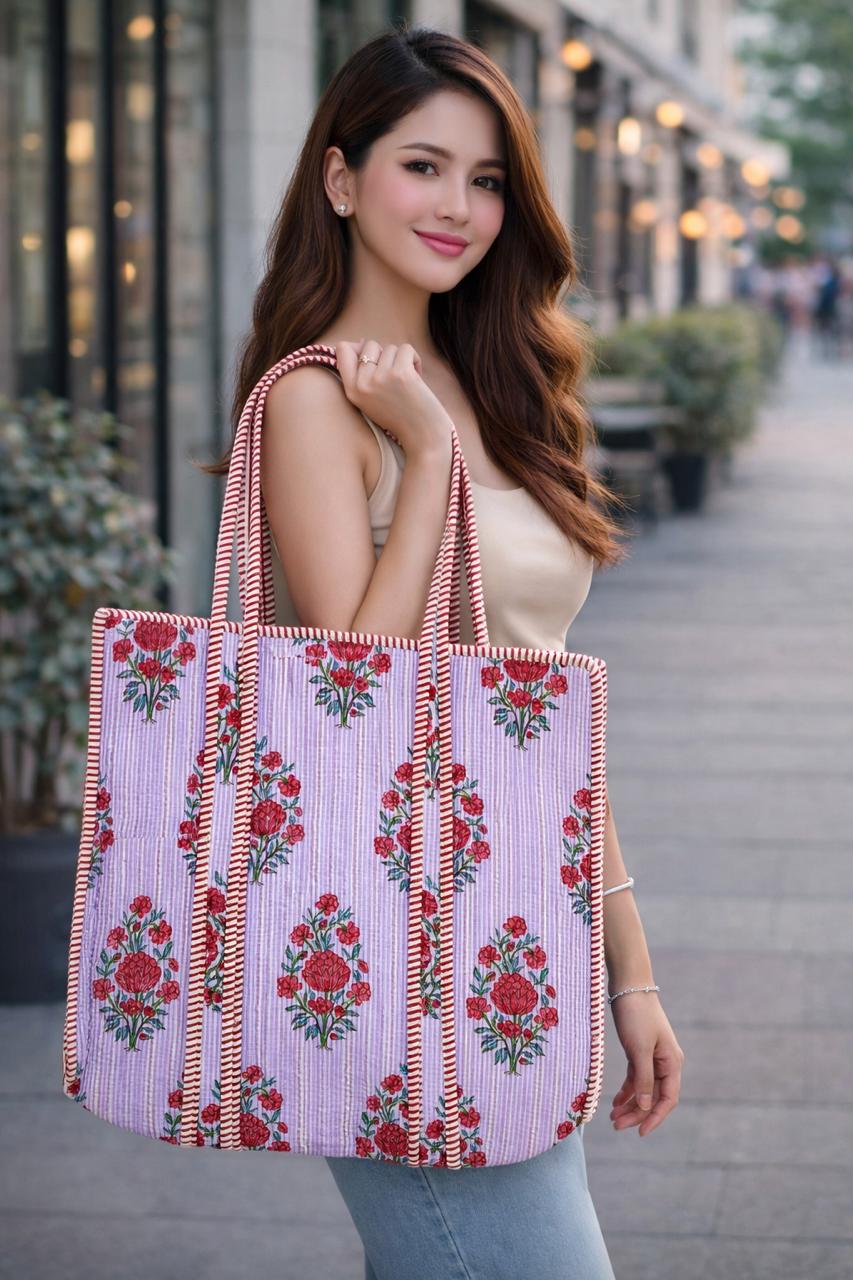 Floral Print Tote Bag